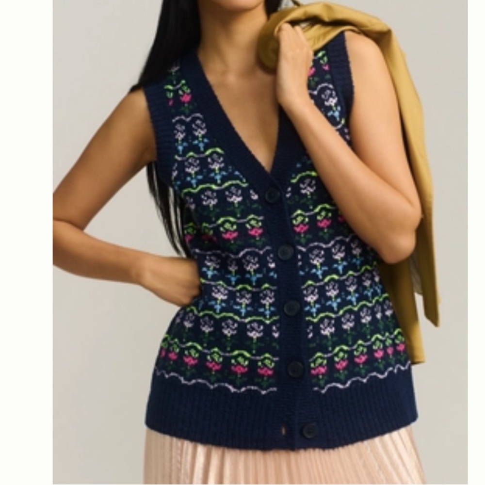 Maeve Blue and Pink SweaterVest